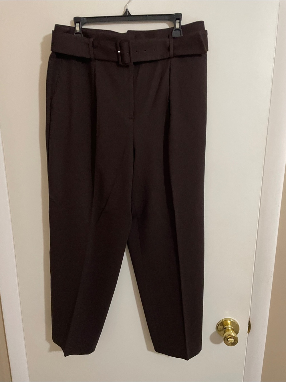 Ann Taylor Waist Belted Trousers in Deep Brown Size 14